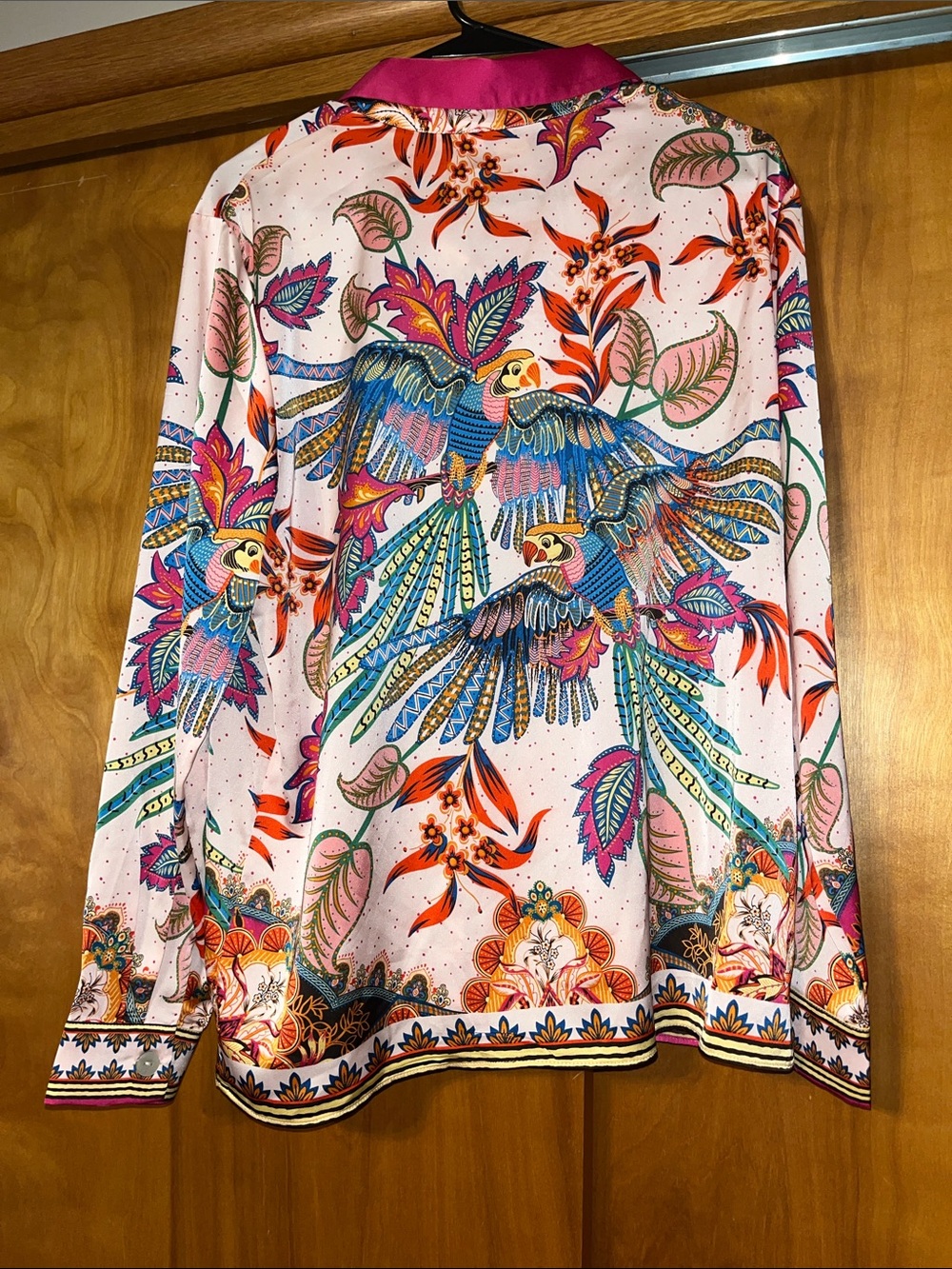 Rachel Zoe Vibrant Parrot Floral Print Button-Up Blouse - Picture 2 of 2